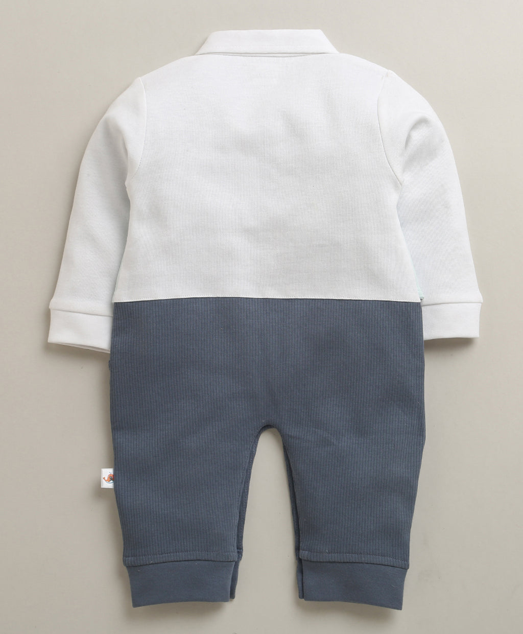 Bumzee Blue & Sky Blue Embroidered Sleepsuit, Full Sleeves, 100% Cotton