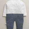 Blue & Sky Blue Boys Full Sleeves Fancy Party Wear Sleepsuit With Attached Bow