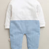 Blue & Peach Boys Full Sleeves Fancy Party Wear Sleepsuit With Attached Bow