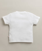 Bumzee White & Beige Jacket Set, Half Sleeves, 100% Cotton (Style Peb11171)