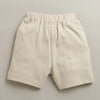 White & Beige Boys Half Sleeves T-shirt & Short Set Attached Jacket