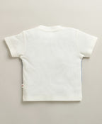 Bumzee White & Beige Jacket Set, Half Sleeves, 100% Cotton (Style Peb11172)