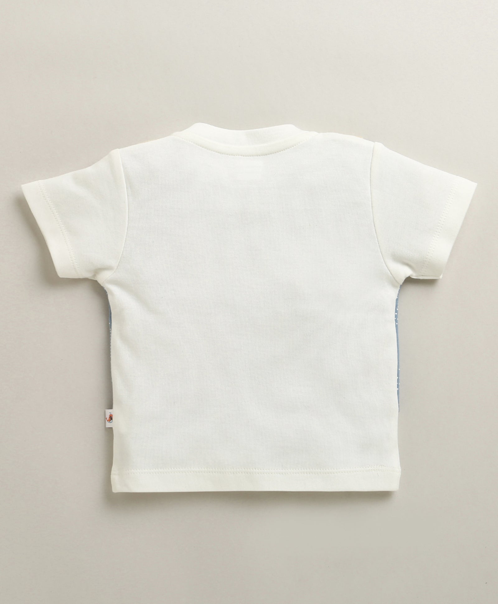 White & Beige Boys Half Sleeves T-shirt & Short Set Attached Jacket & Tie