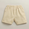 White & Beige Boys Half Sleeves T-shirt & Short Set Attached Jacket & Tie