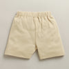 White & Beige Boys Half Sleeves T-shirt & Short Set Attached Jacket & Tie