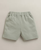 Bumzee White & Grey Jacket Set, Half Sleeves, 100% Cotton