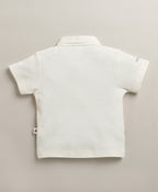 White & Grey Embroidered Jacket Set, Half Sleeves