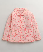 Bumzee Peach Graphic Print Nightsuit, Full Sleeves, 100% Cotton (Style Peb11177)