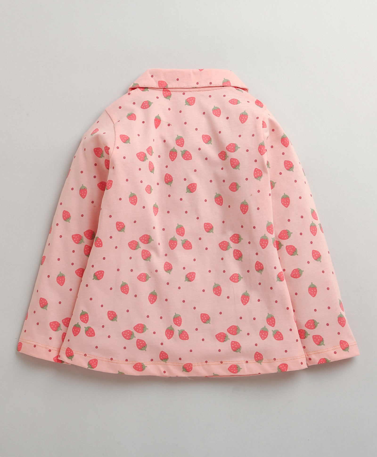 Peach Girls Full Sleeves Cotton Night Suit
