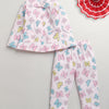 Pink Girls Full Sleeves Cotton Night Suit