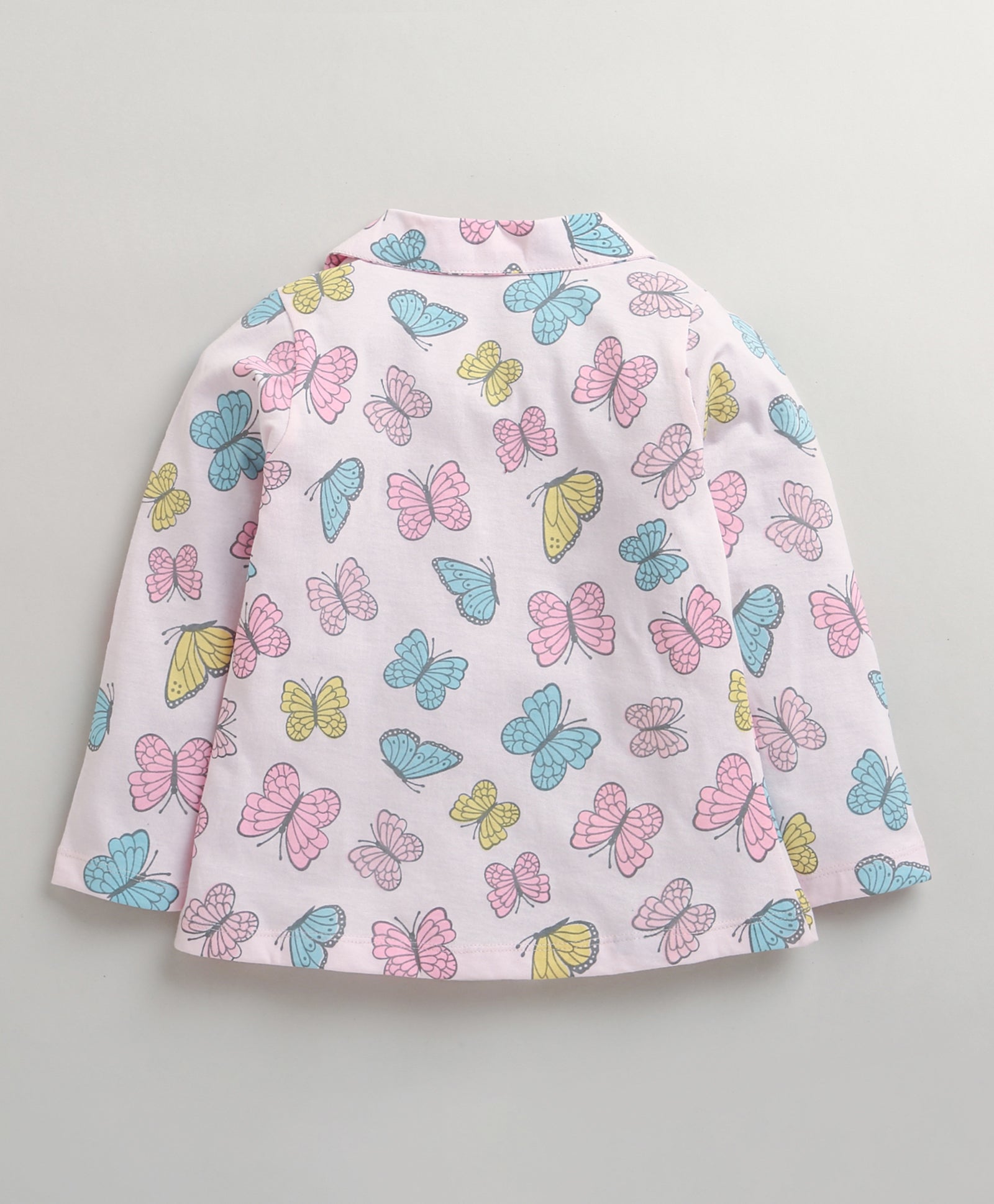 Pink Girls Full Sleeves Cotton Night Suit