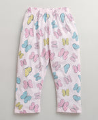 Bumzee Pink Animal Print Nightsuit, Full Sleeves, 100% Cotton (Style Peb11178)