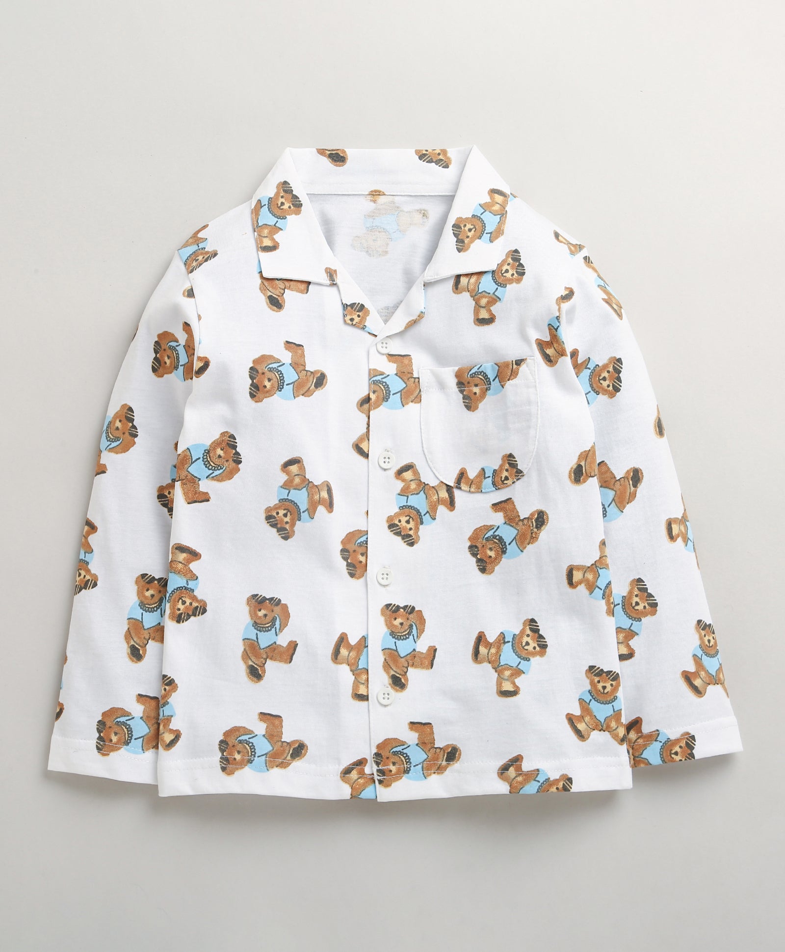 White Boys Full Sleeves Cotton Night Suit