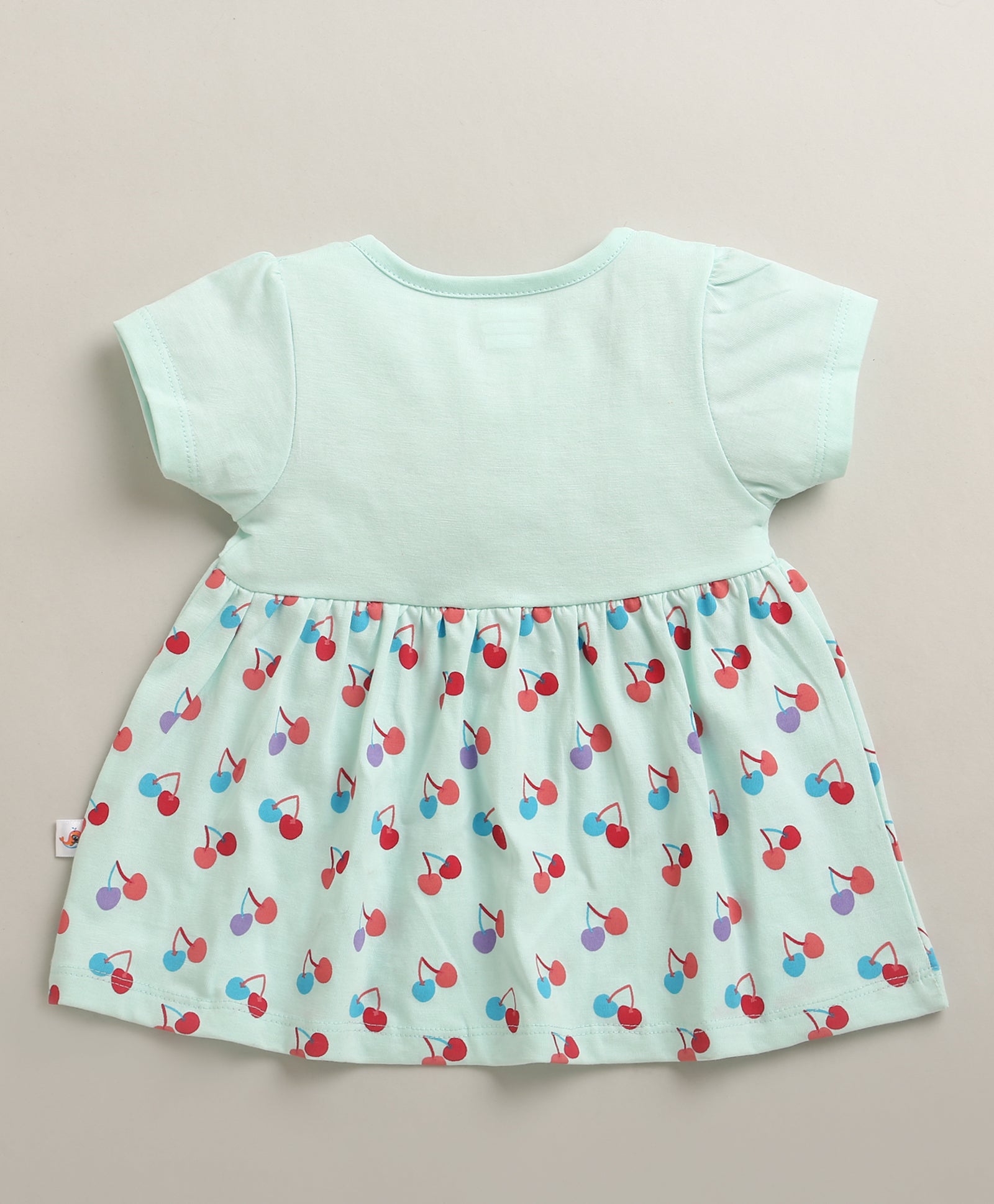 Aqua Blue Girls Cap Sleeves Cotton Knee Length Frock