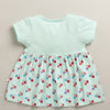 Aqua Blue Girls Cap Sleeves Cotton Knee Length Frock