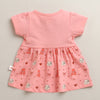 Peach Girls Cap Sleeves Cotton Knee Length Frock