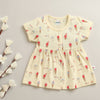 Girls 100% Cotton Icecream Frock - Cream