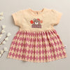 Peach Girls Cap Sleeves Cotton Knee Length Frock
