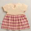 Peach Girls Cap Sleeves Cotton Knee Length Frock