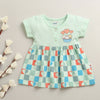 Mint Green Girls Cap Sleeves Cotton Knee Length Frock