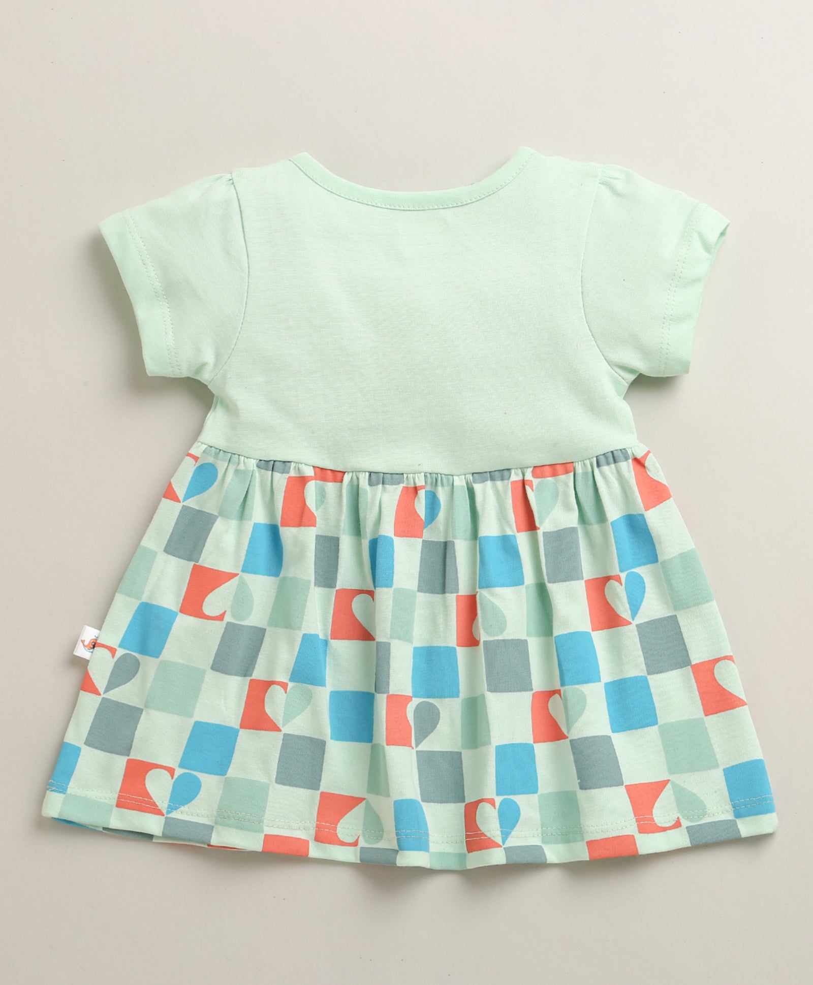 Mint Green Girls Cap Sleeves Cotton Knee Length Frock