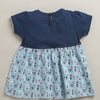 BUMZEE Sky Blue & Navy Girls Cap Sleeves Cotton Knee Length Frock