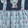 BUMZEE Sky Blue & Navy Girls Cap Sleeves Cotton Knee Length Frock
