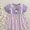 Lilac & Lavender Girls Cap Sleeves Cotton Knee Length Frock