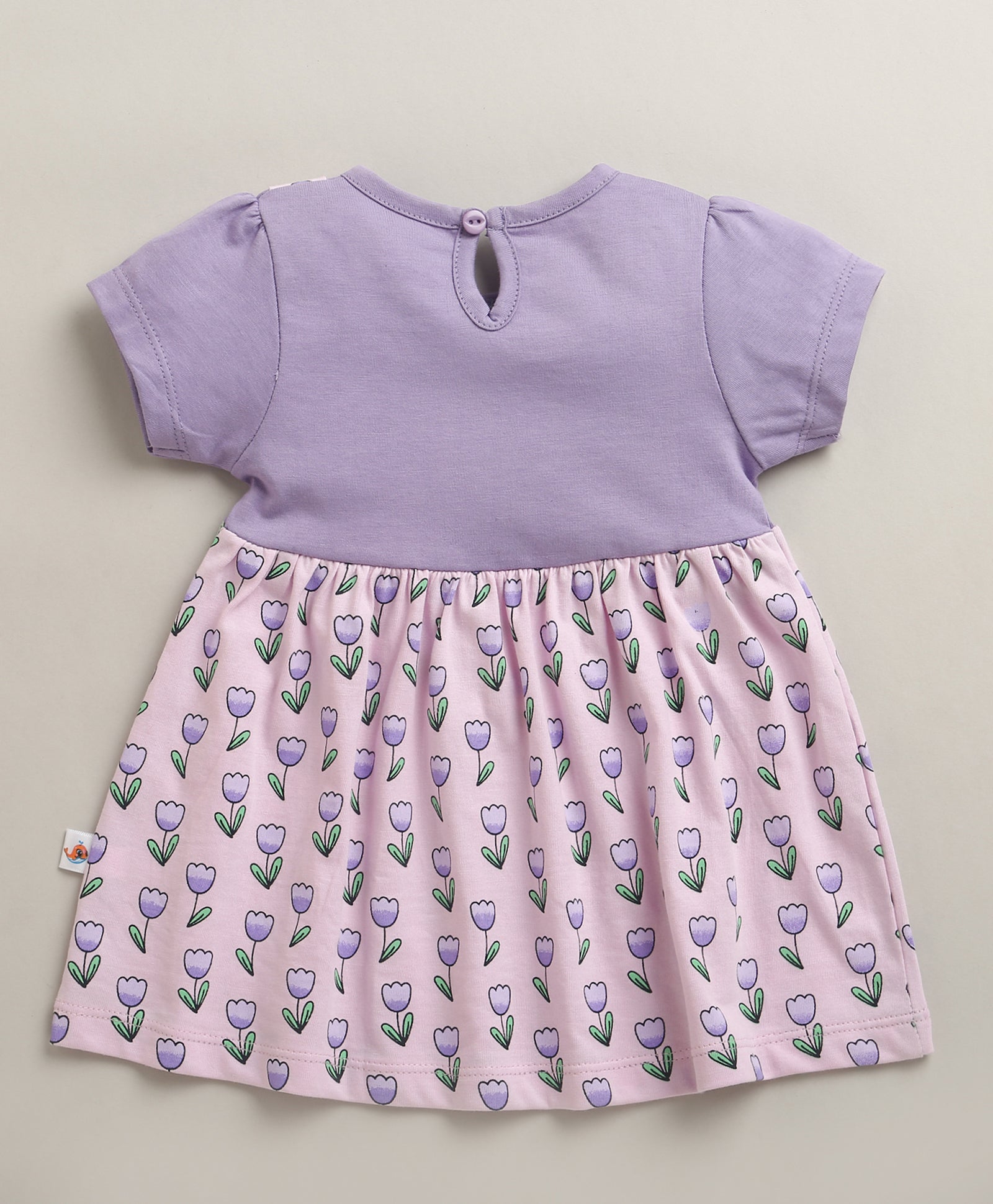 Lilac & Lavender Girls Cap Sleeves Cotton Knee Length Frock