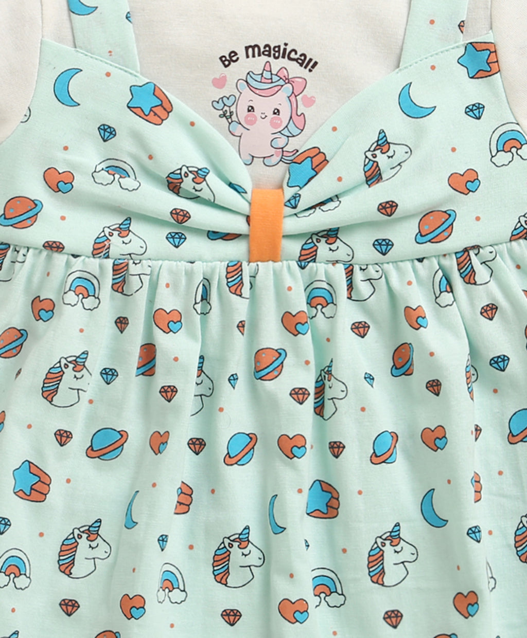 Aqua Blue Animal Print Frock, Cap Sleeves