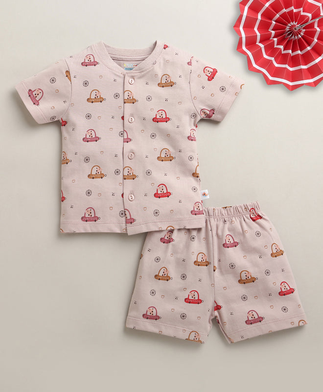 BUMZEE Dusty Pink Baby Girls Half Sleeves Jabla & Short Set