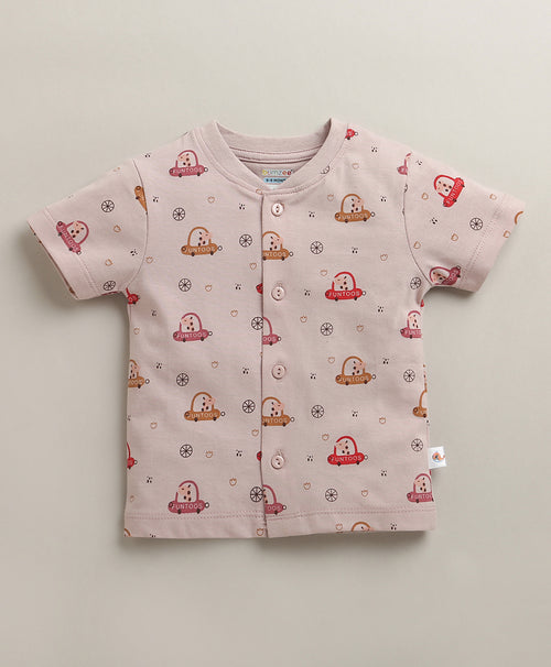 BUMZEE Dusty Pink Baby Girls Half Sleeves Jabla & Short Set