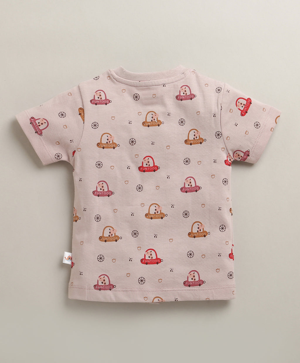 Bumzee Dusty Pink Graphic Print Jabla & Short Set, Half Sleeves, 100% Cotton