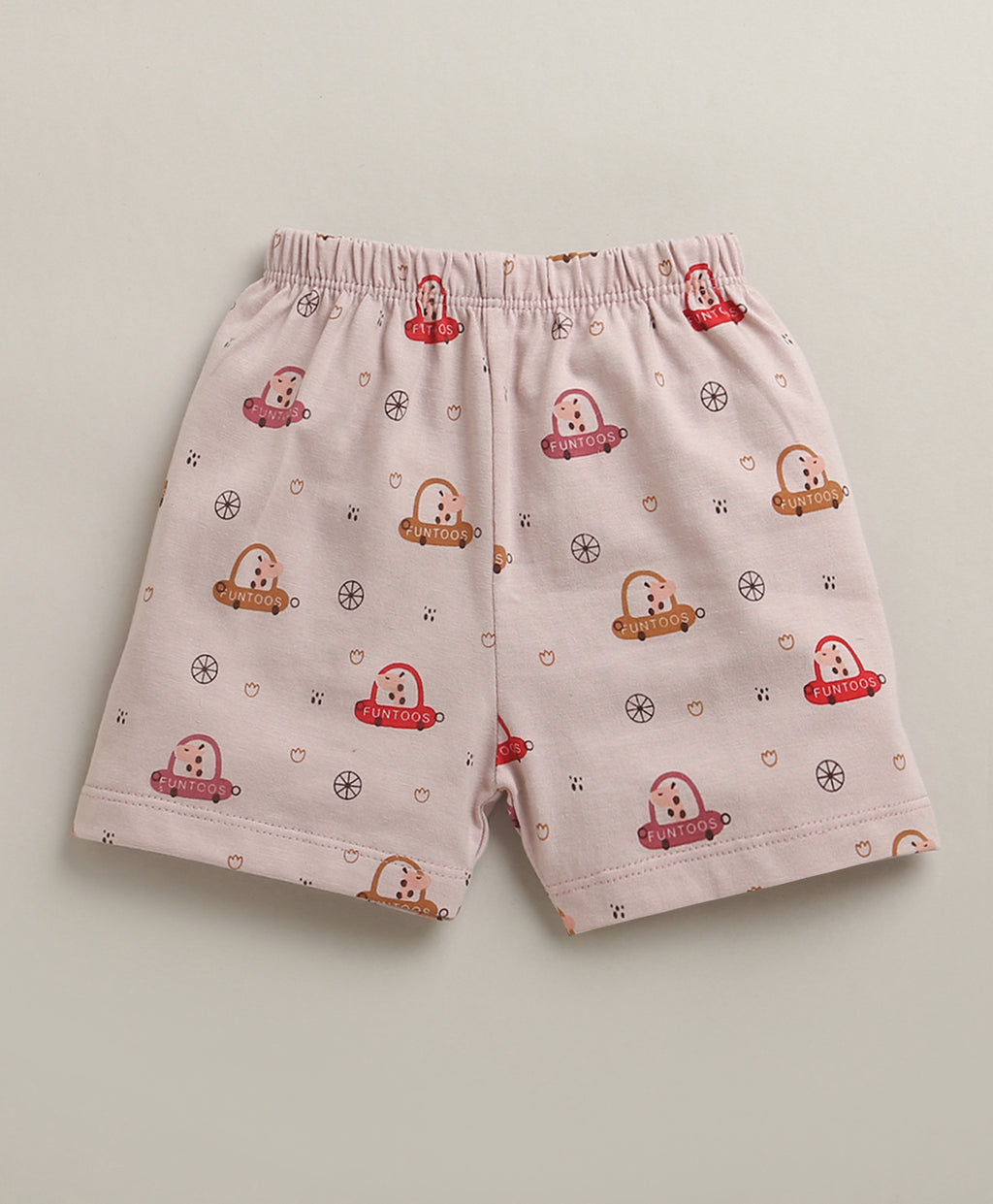 Bumzee Dusty Pink Graphic Print Jabla & Short Set, Half Sleeves, 100% Cotton