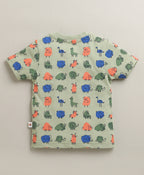 Bumzee Green Animal Print Jabla & Short Set, Half Sleeves, 100% Cotton (Style Peb11194)