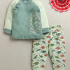 BUMZEE Green Boys Full Sleeves Cotton T-Shirt & Pyjama Set