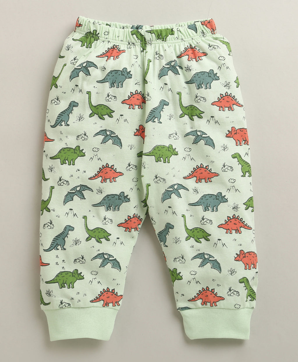 Bumzee Green Animal Print T-Shirt & Pyjama Set, Full Sleeves, 100% Cotton (Style Peb11195)