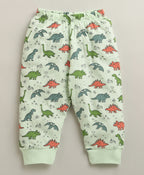 Bumzee Green Animal Print T-Shirt & Pyjama Set, Full Sleeves, 100% Cotton (Style Peb11195)