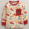 Peach & Red Boys Full Sleeves Cotton T-Shirt & Pyjama Set