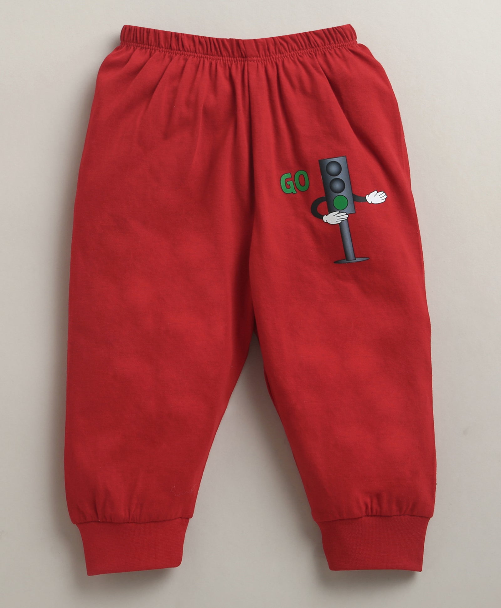 Peach & Red Boys Full Sleeves Cotton T-Shirt & Pyjama Set