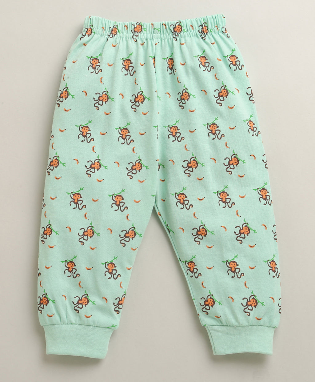 Bumzee Orange & Mint Animal Print T-Shirt & Pyjama Set, Full Sleeves, 100% Cotton