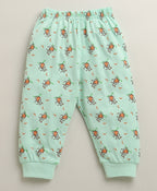Bumzee Orange & Mint Animal Print T-Shirt & Pyjama Set, Full Sleeves, 100% Cotton