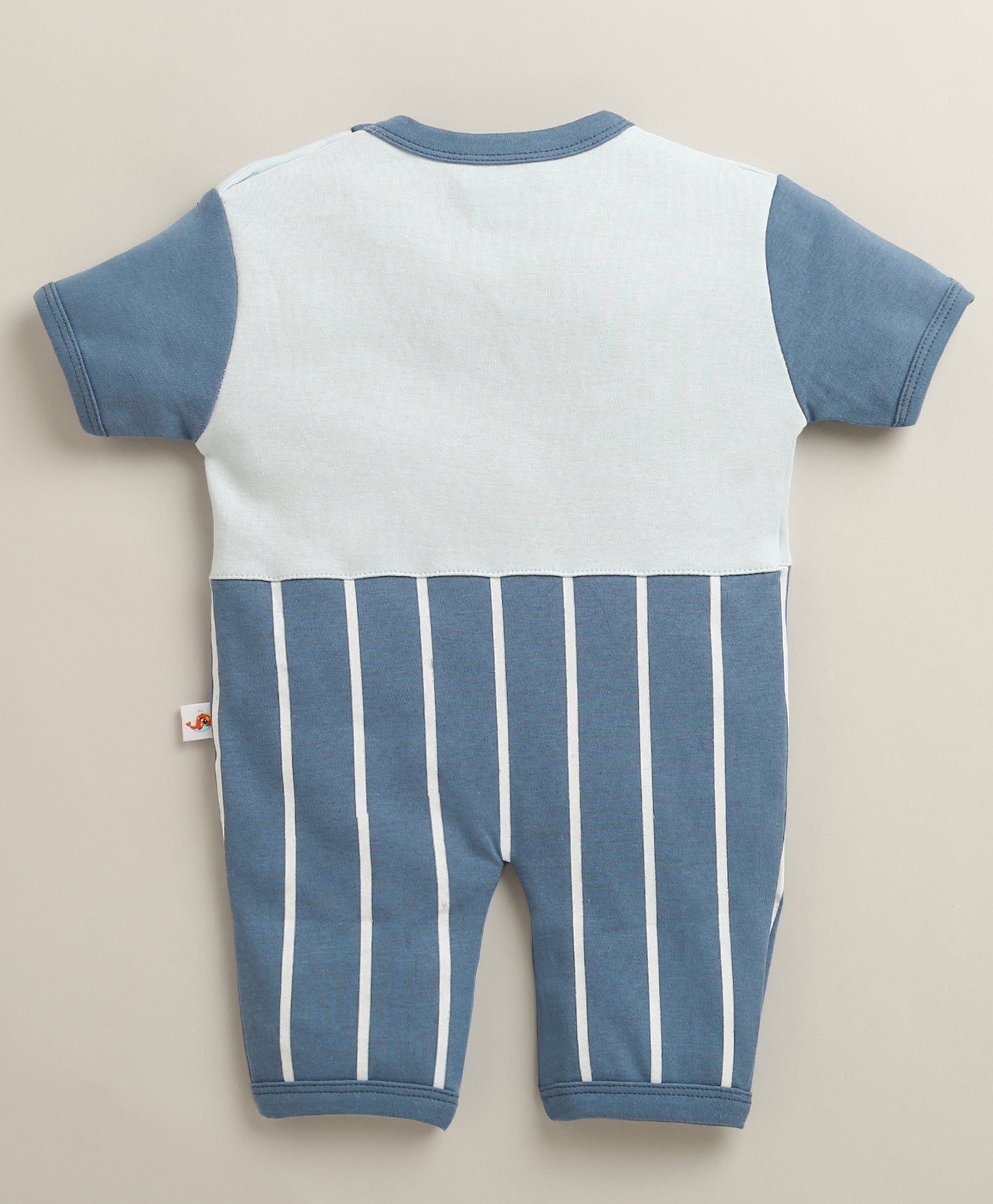 Blue Boys Half Sleeves Thigh Length Romper