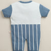 Blue Boys Half Sleeves Thigh Length Romper