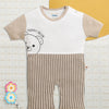 Brown & White Boys Half Sleeves Thigh Length Romper