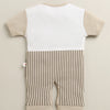 Brown & White Boys Half Sleeves Thigh Length Romper