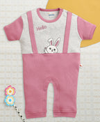 Bumzee Onion Pink & Grey Romper, Half Sleeves, 100% Cotton