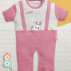 Onion Pink & Grey Girls Half Sleeves Thigh Length Romper