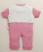 Bumzee Onion Pink & Grey Romper, Half Sleeves, 100% Cotton