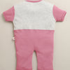 Onion Pink & Grey Girls Half Sleeves Thigh Length Romper